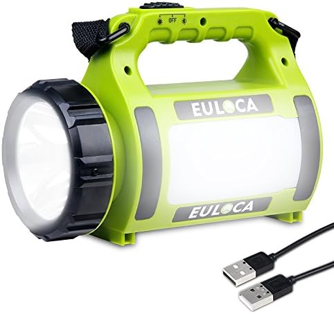 Rechargeable CREE LED Spotlight, Multi Function Camping Lantern Big Flashlight, Power Bank,Waterproof Searchlight for Hurricane Emergency, Hiking, Home and More USB Cable Included