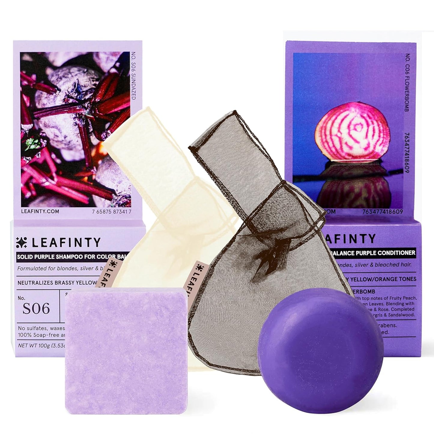 Solid Shampoo Bar & Conditioner Bar Set S06+C06 for Blondes Silver & Bleached Hair - Sulfate Free, Natural, Eco-Friendly, Sustainable, Zero Waste, Gift Set,3.52oz (Pack of 1, up to 75 uses)