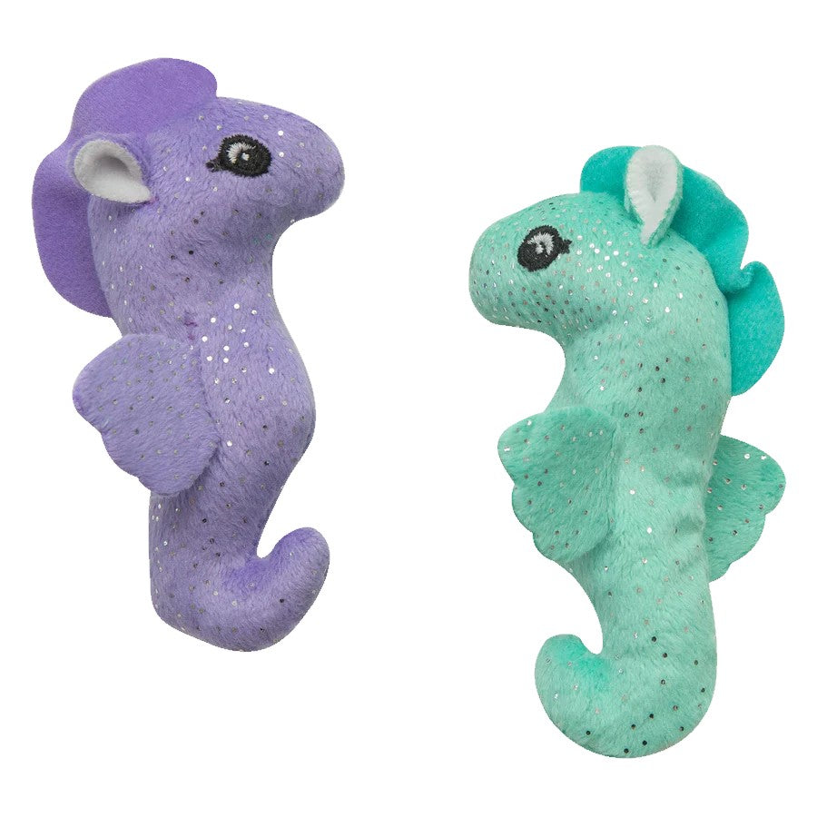 SnugArooz Shelly & Sandy Sparkly Kitty Seahorse Crinkle Plush 2-Pk Catnip Cat Toys Set
