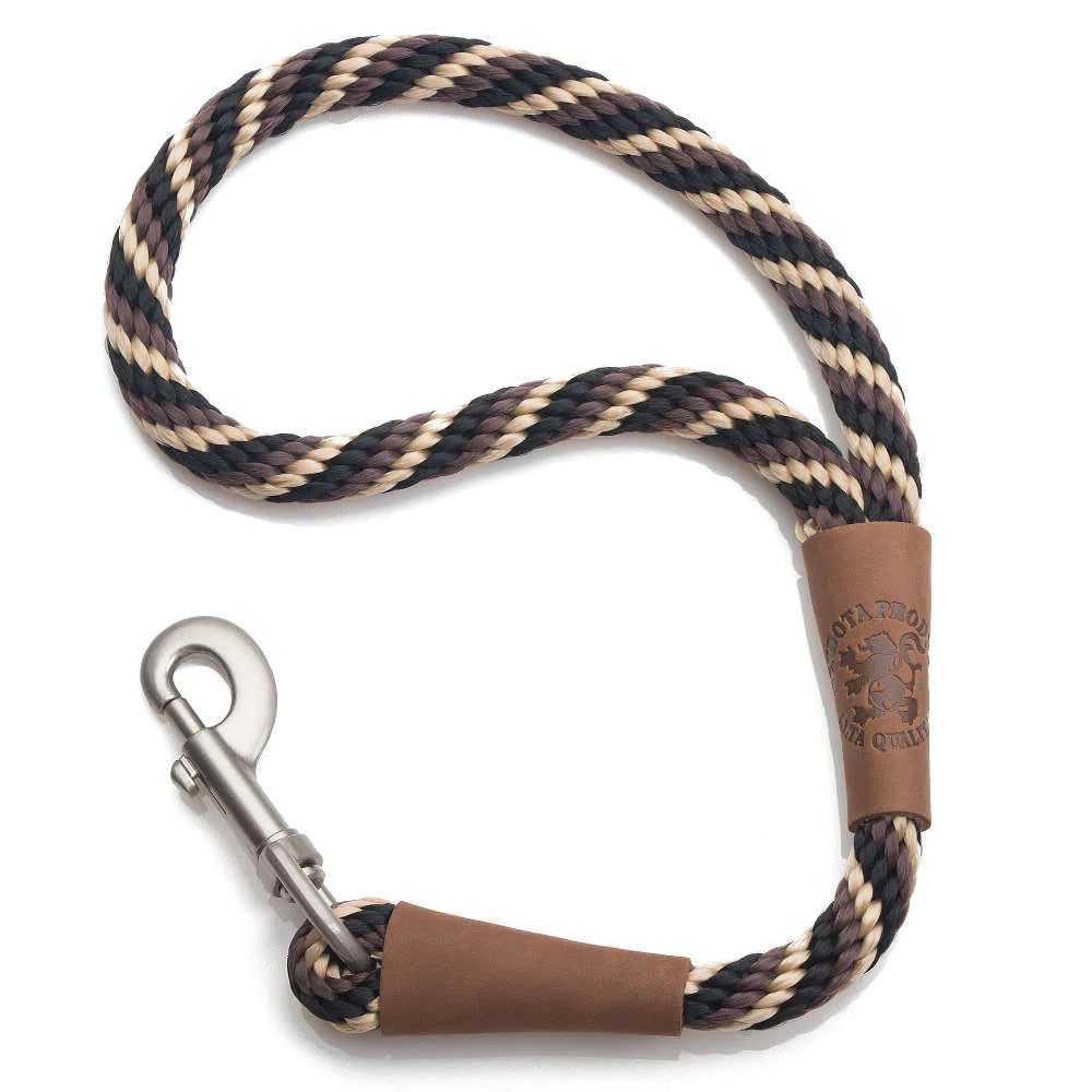 Mendota Traffic Clip Leash 1/2"x16" (13mm x 40cm) TWIST MOCHA