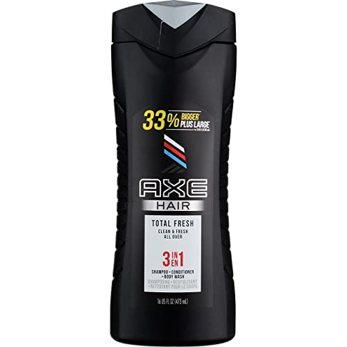 Axe Hair 3-in-1 Shampoo + Conditioner + Body Wash, Total Fresh, 16 Fluid Ounce (Pack of 2)