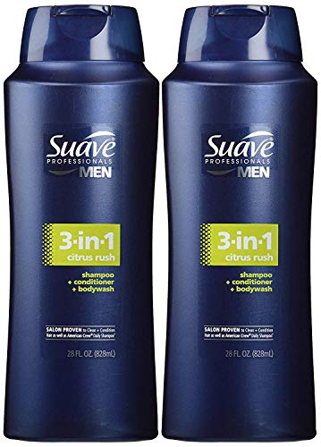 Suave Men 3 in 1 Shampoo Conditioner and Body Wash Citrus Rush 28 Fl oz(Pack of 2)