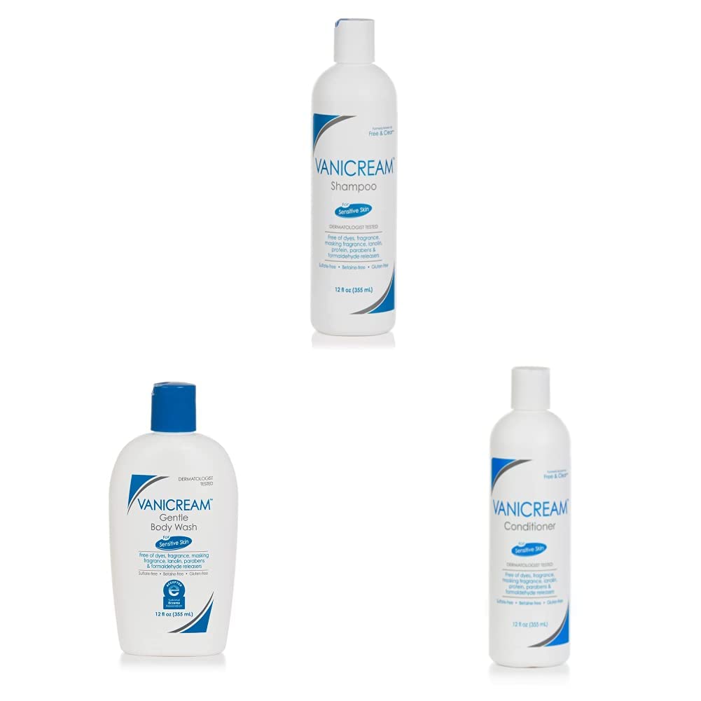 Vanicream Shampoo + Conditioner + Body Wash Bundle (12 Fl Oz Each) - Formulated for Sensitive Skin
