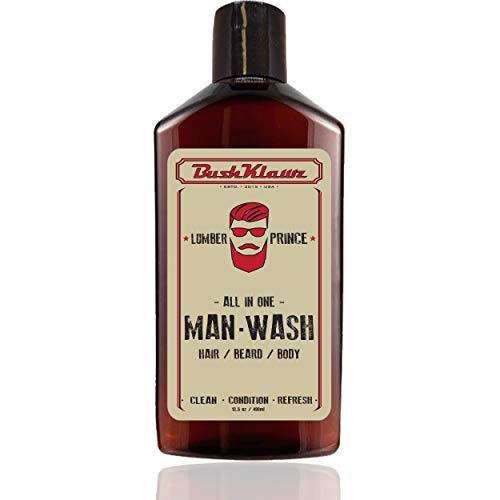 BushKlawz Lumber Prince Man Wash 13.5 oz All in One Hair Beard & Body Shampoo, Conditioner, Beard & Body Wash
