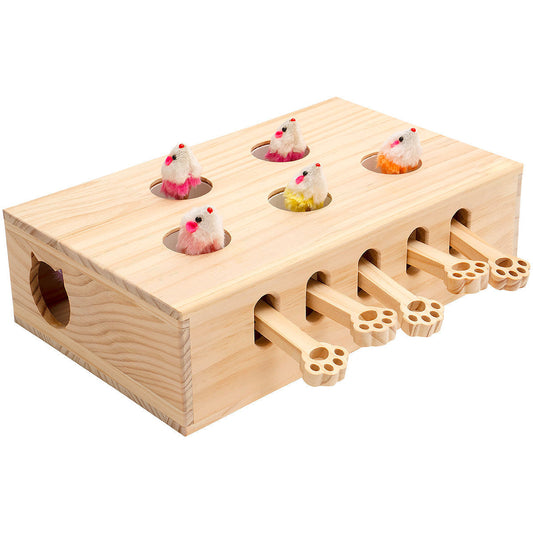 Cat Kitten Mice Toys Interactive Whack-a-mole Solid Wood for Indoor