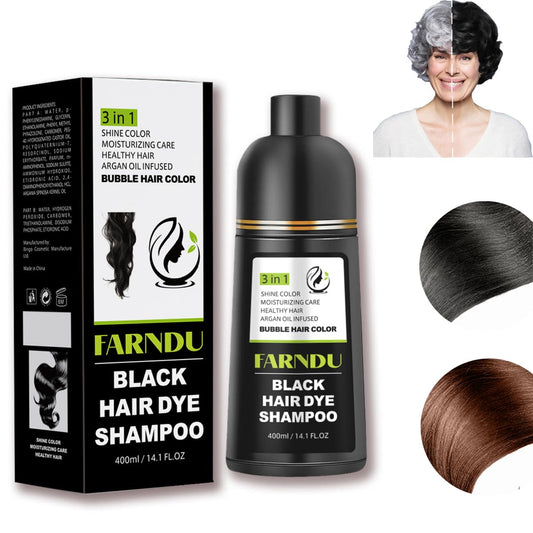 Hair dye Shampoo for Women & Men Gray Hair Coverage and Herbal Ingredients 3 In 1 Hair Color Shampoo【Black】