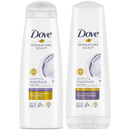 Dove Shampoo and Conditioner Set – DermaCare Scalp Hydrating Dandruff Shampoo for Women and Men, Dandruff Treatment for Itchy Scalp Relief with Pyrithione Zinc, 12 Oz (2 Piece Set)