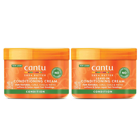 Cantu Leave-In Conditioning Cream for Natural Hair with Pure Shea Butter, 12 oz (Pack of 2) (Packaging May Vary)