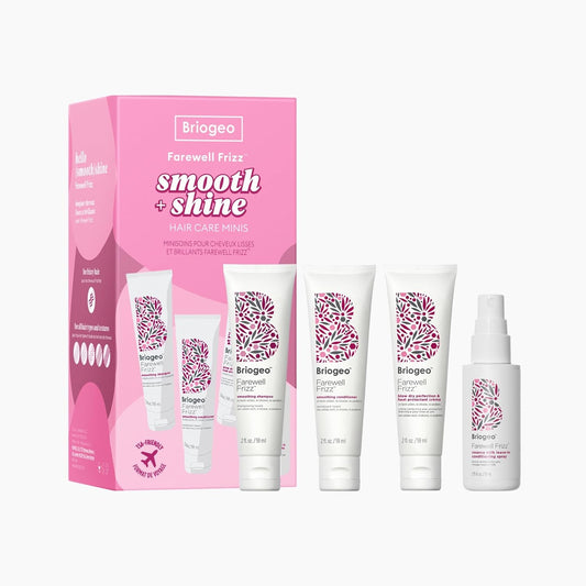 Briogeo Farewell Frizz Smooth + Shine Hair Care Minis Kit, Tame Frizz and Restore Shine to Dull, Dry Hair, Vegan, Phalate & Paraben-Free, Travel Kit
