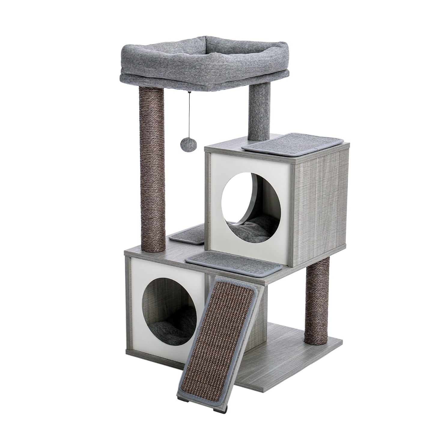 Cat Tree Luxury Tower with Double Condos Spacious Perch Gray 34"