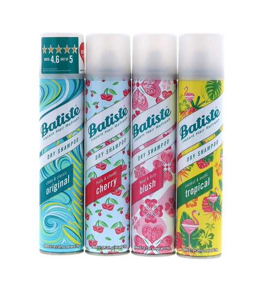 Batiste Dry Shampoo Original, Cherry, Blush, Tropical (4 pack) 200 ml EACH Bottle