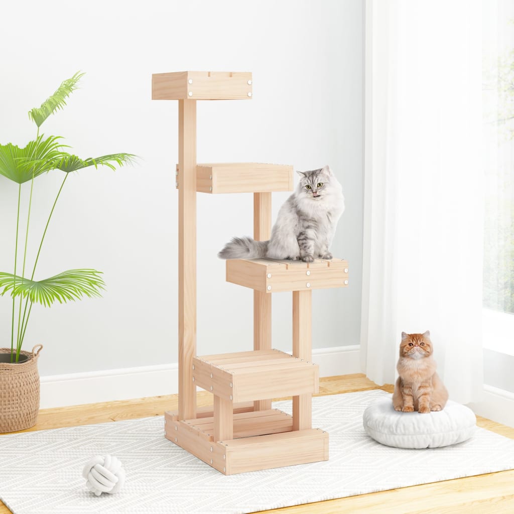 Cat Tree 17.9&quot;X19.3&quot;X40.6&quot; Solid Wood Pine