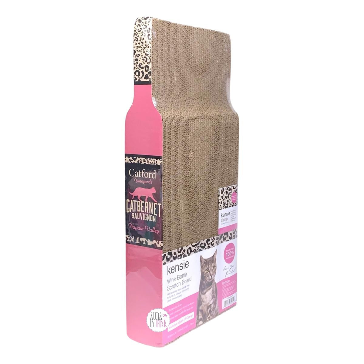 Kensie Catford Vineyards Catbernet Sauvignon Napaw Valley Pink Wine Bottle Cat Scratching Board w/Catnip