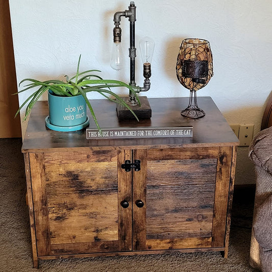 Cat Litter Box Enclosure, Hidden Cat Washroom Furniture with Divider