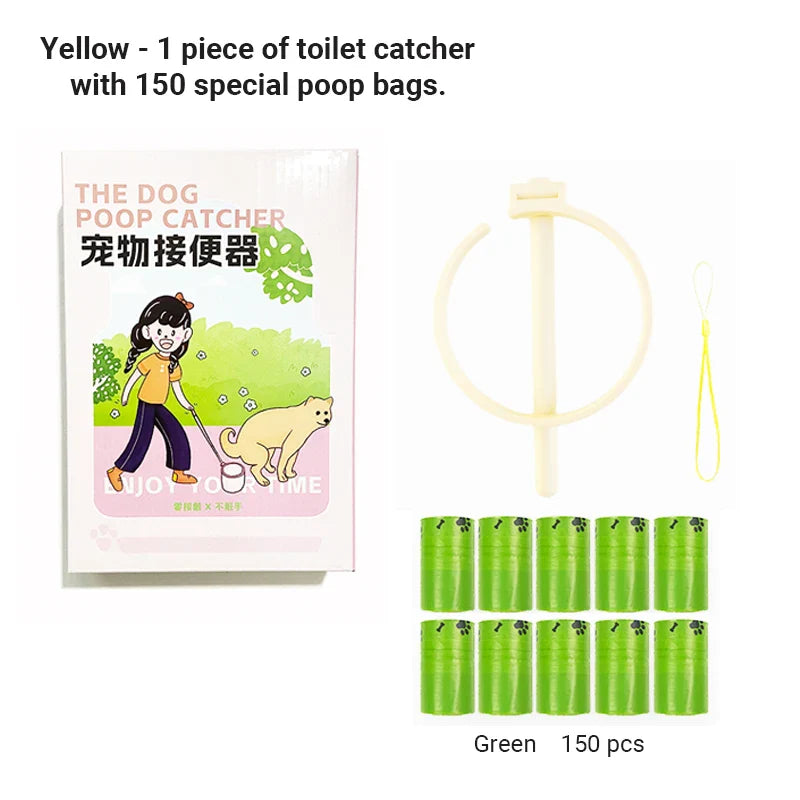 Pet Dog Poop Catcher with Bag Metal Foldable Long Handle Portable Lightweight No Touch Dog Pooper Collector Cleaner Tool Outdoor GROOMY