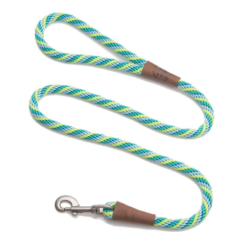 Mendota Clip Leash Large - lengths 1/2in x 6ft(13mm x1.8m) Made in the USA - Twist - Seafoam