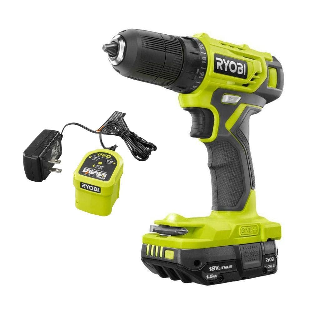 RYOBI ONE+ 18V Cordless 3/8 in. Drill/Driver Kit with 1.5 Ah Battery and Charger - $35